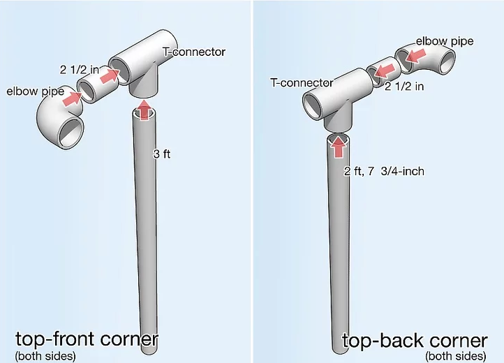 Attach T Connectors and Elbow Connectors to the Corner Poles