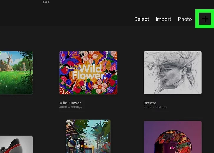 Open a new canvas in Procreate