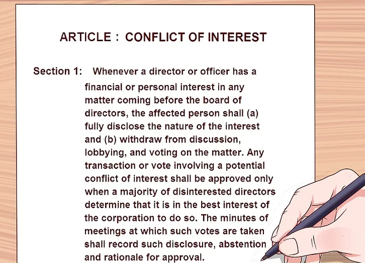 Write the Conflict of Interest Article
