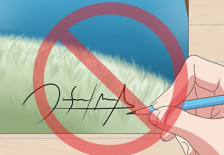 Avoid using an eye-catching signature
