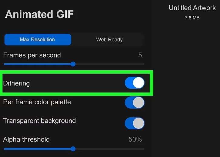 Toggle Dithering on or off