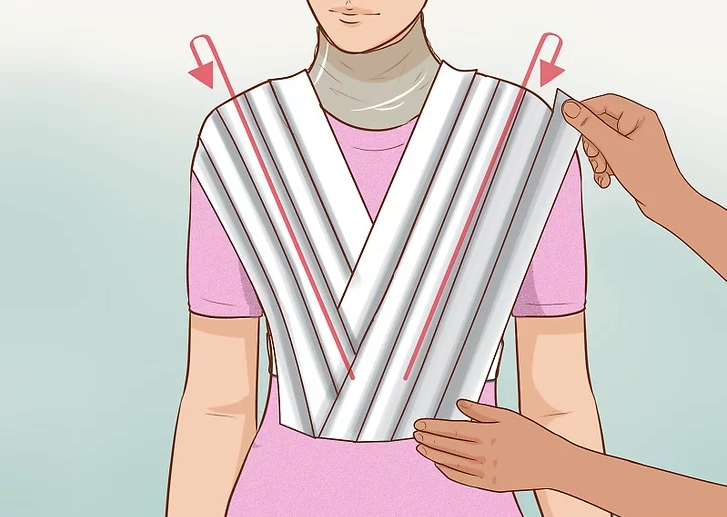 Continue layering tape over the shoulders, chest, and back