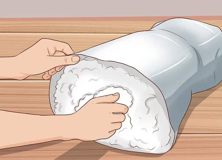 Fill the duct tape shell with polyester stuffing