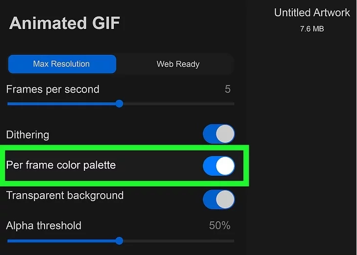 Toggle Dithering on or off