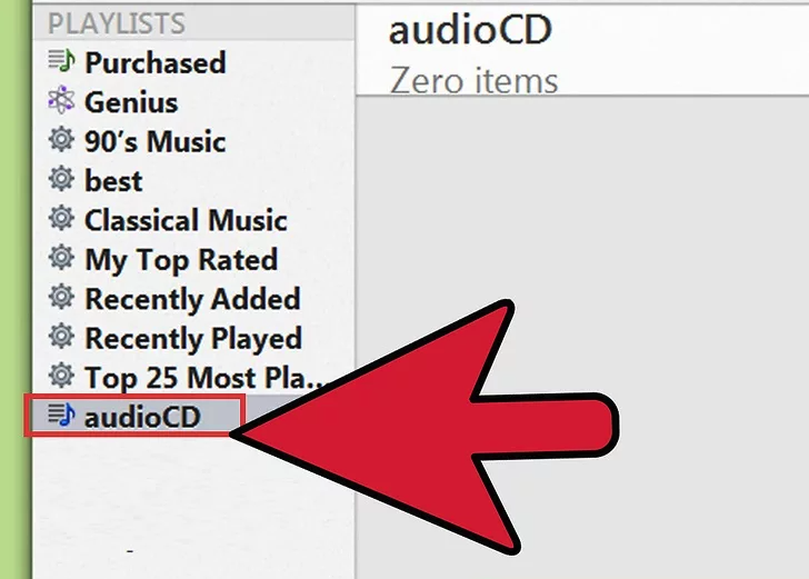Step 3: Click “Audio CD” in iTunes