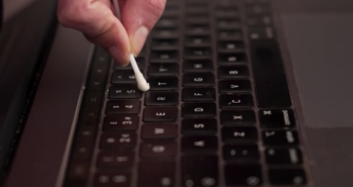Step 4: Clean Between Keys with a Cotton Swab