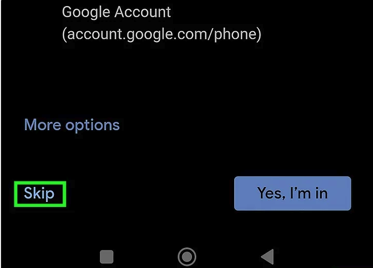 Step 3: Tap or Click “Skip” on the Phone Number Screen
