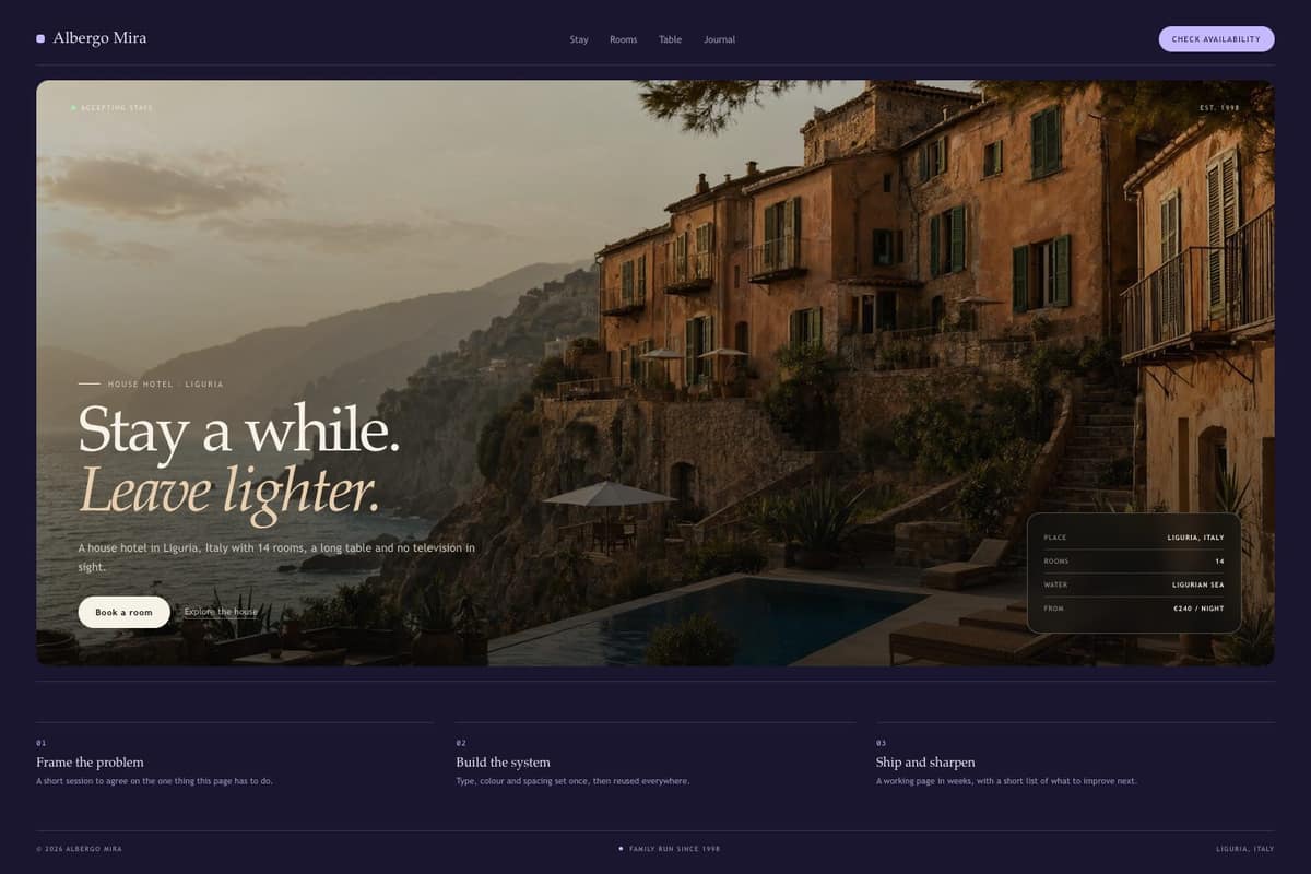 Albergo Mira — full page preview
