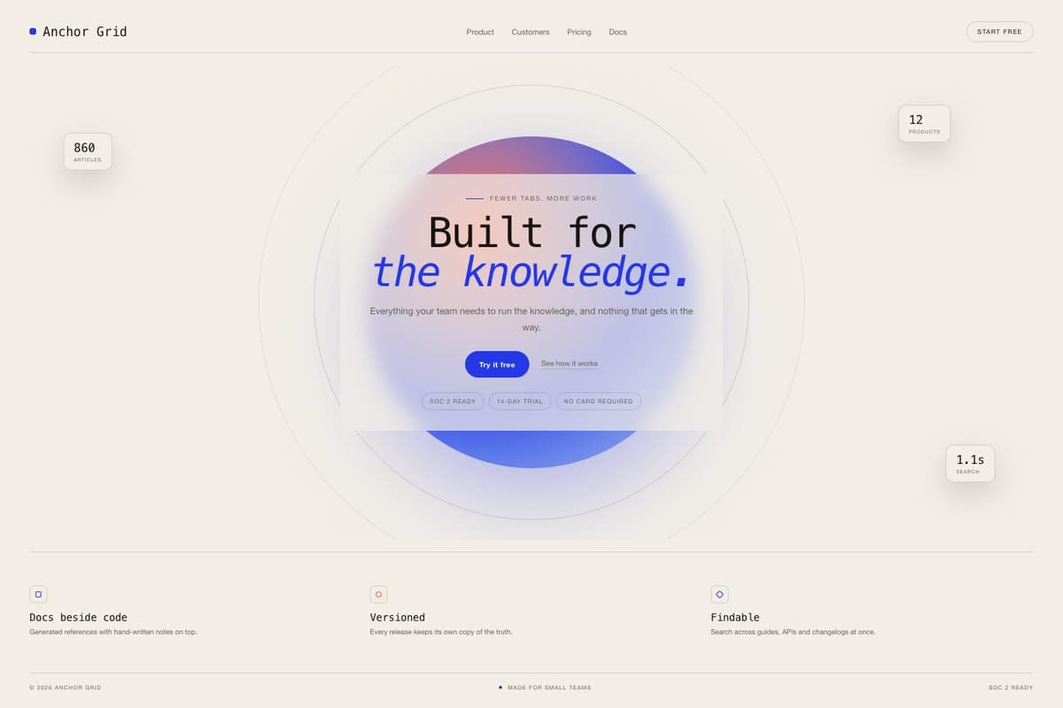 Anchor Grid — full page preview