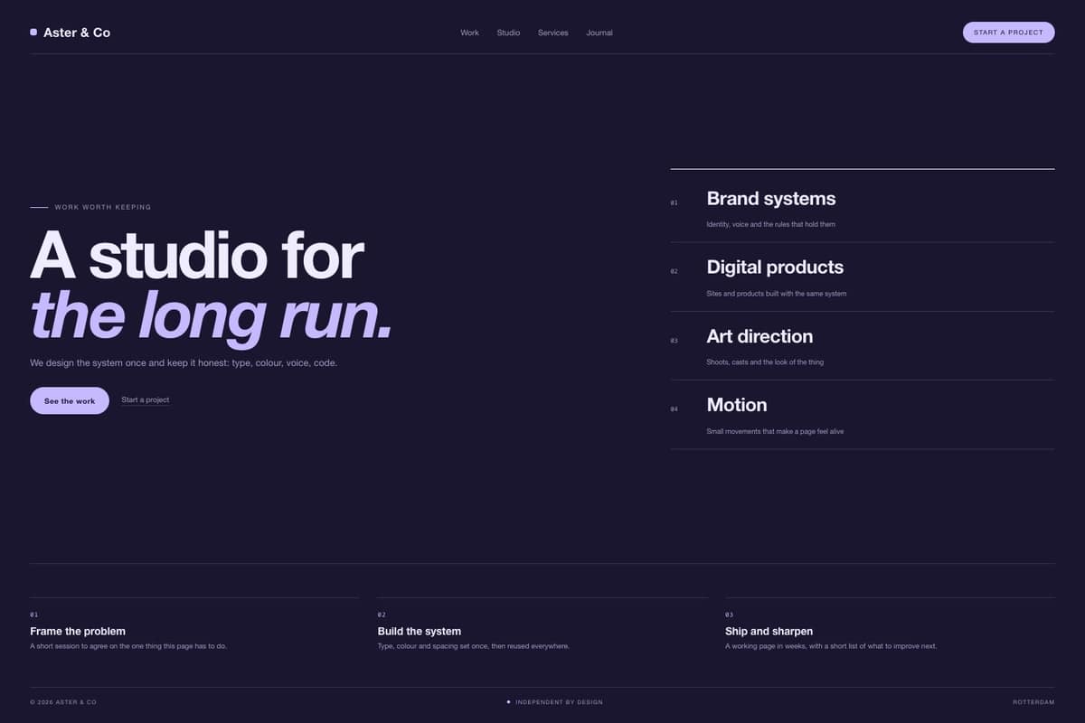 Aster & Co — full page preview