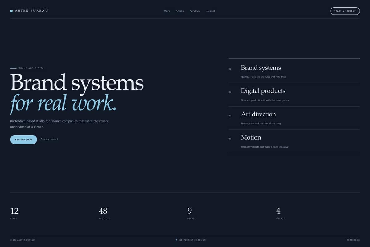Aster Bureau — full page preview