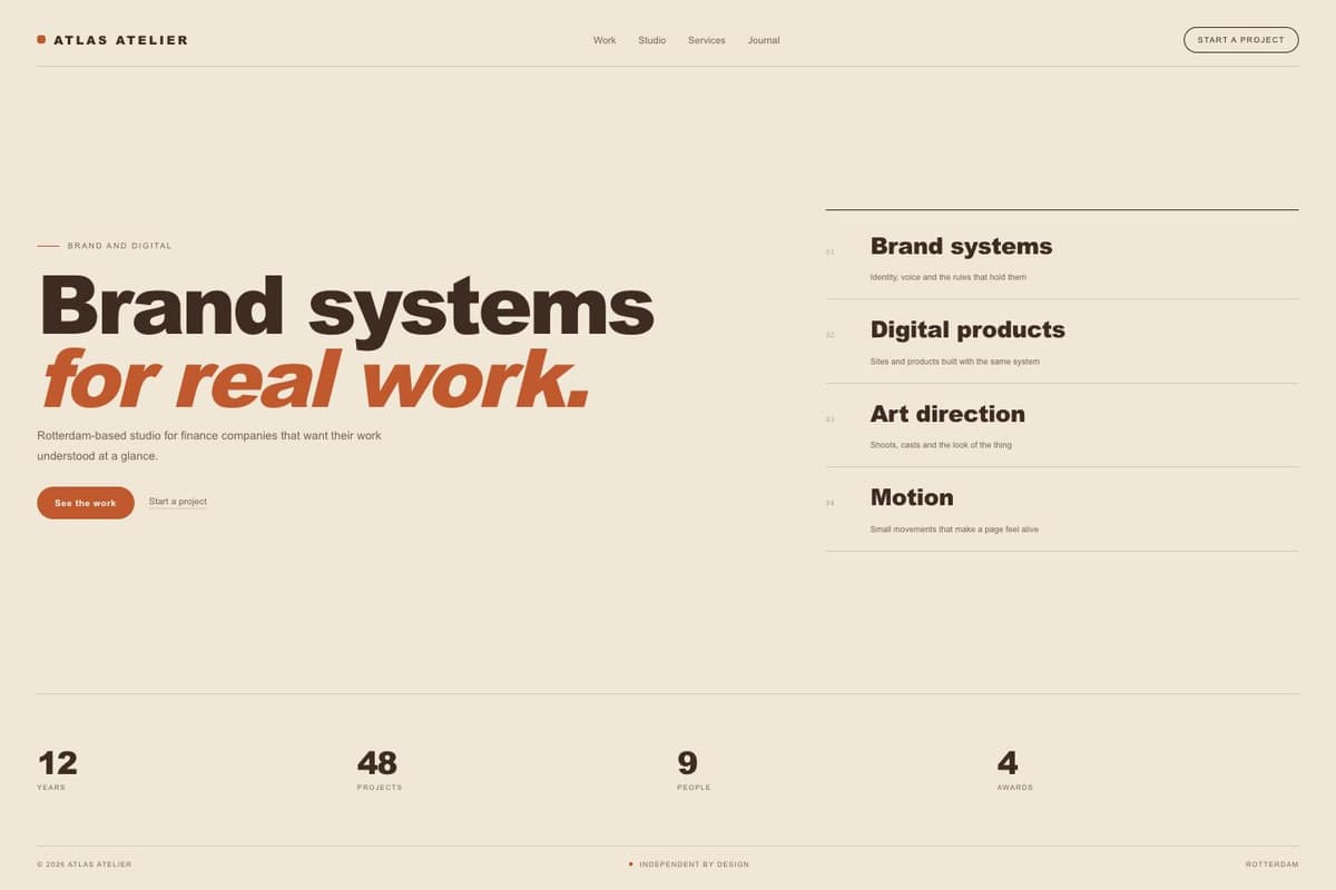Atlas Atelier — full page preview