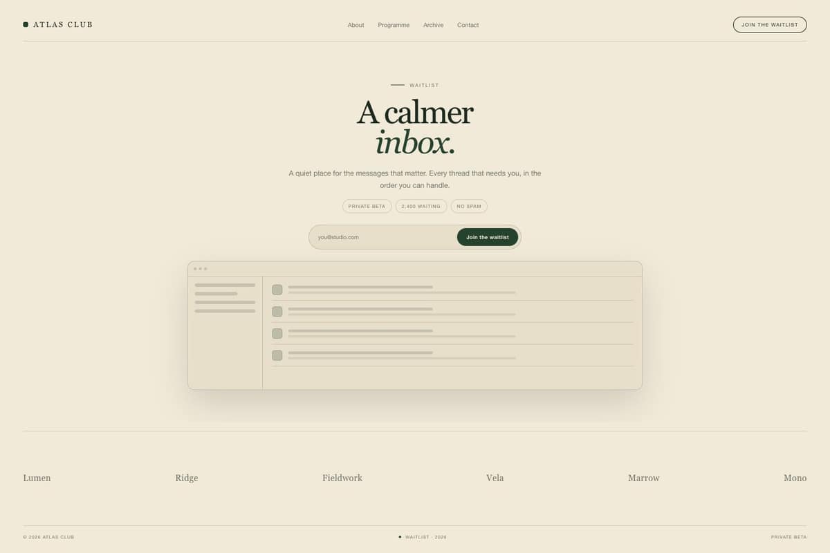 Atlas Club — full page preview