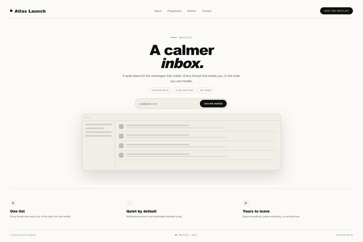Atlas Launch — full page preview