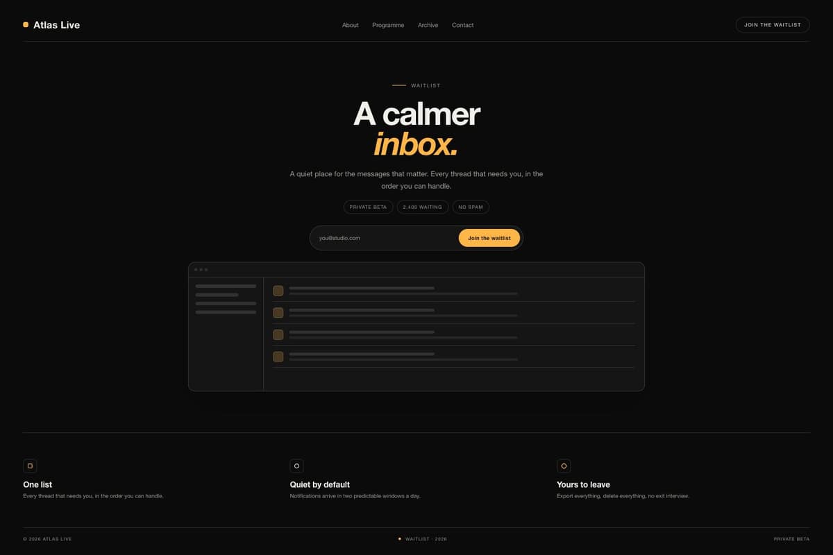 Atlas Live — full page preview