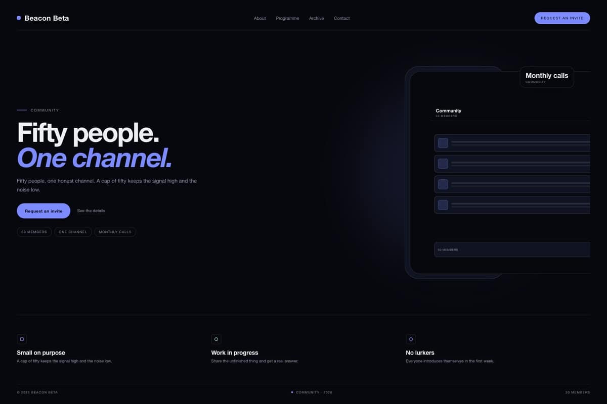 Beacon Beta — full page preview