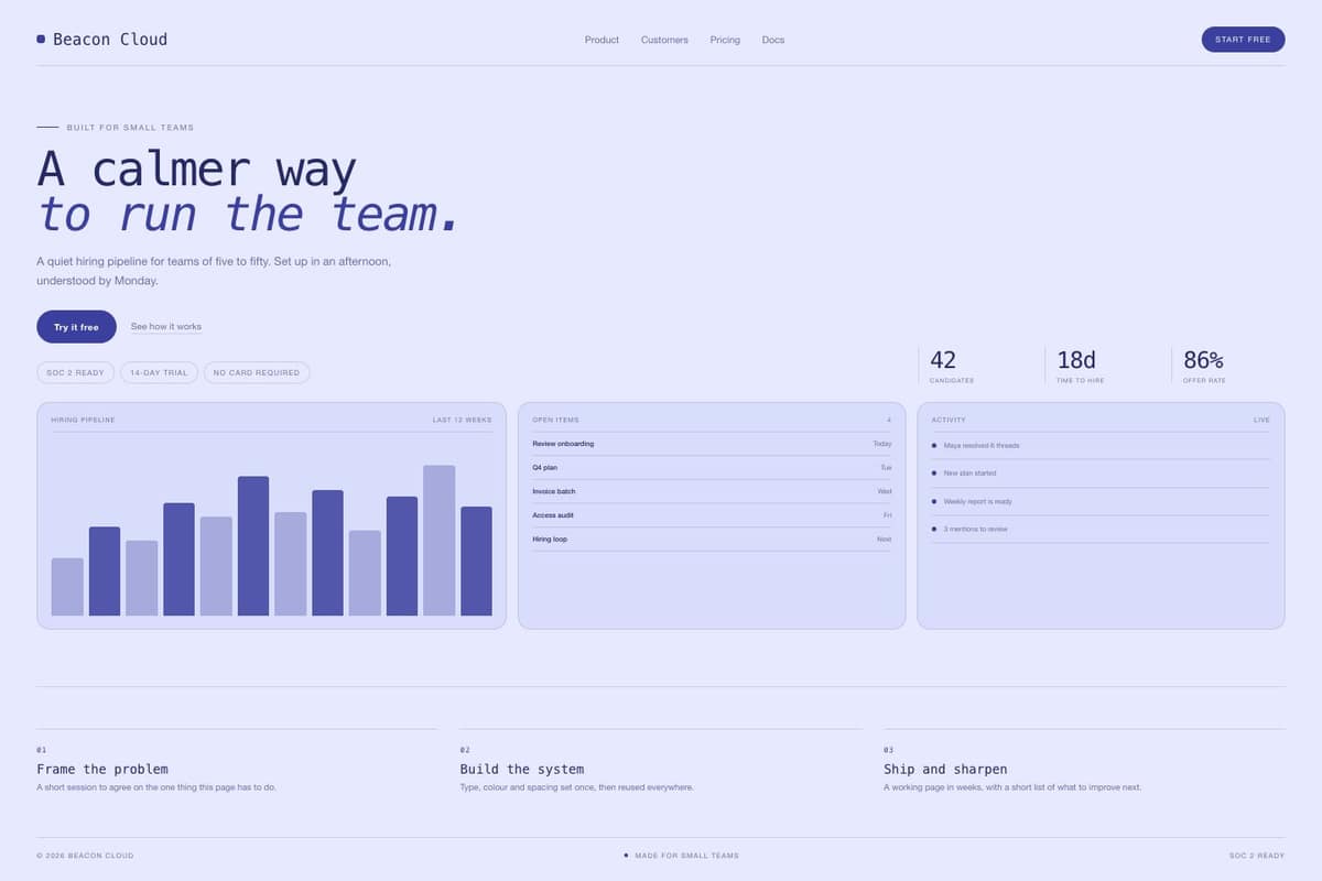 Beacon Cloud — full page preview
