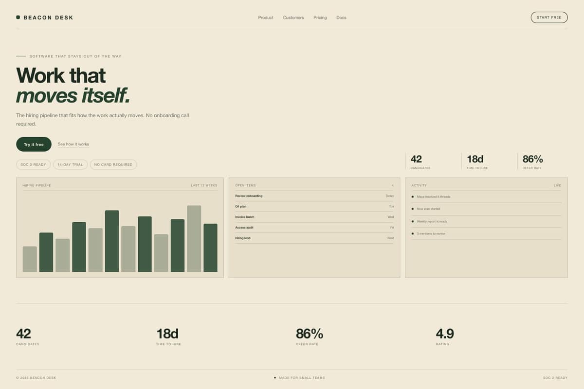 Beacon Desk — full page preview