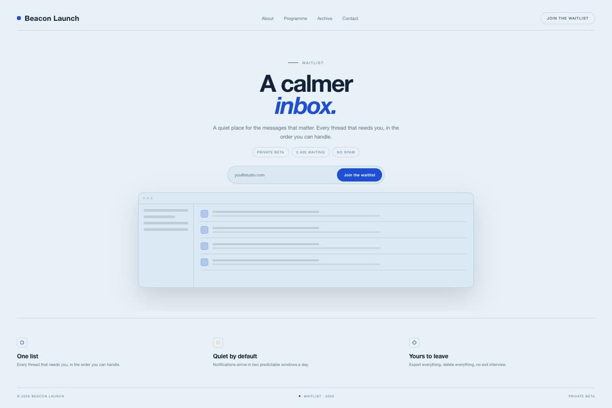 Beacon Launch — full page preview