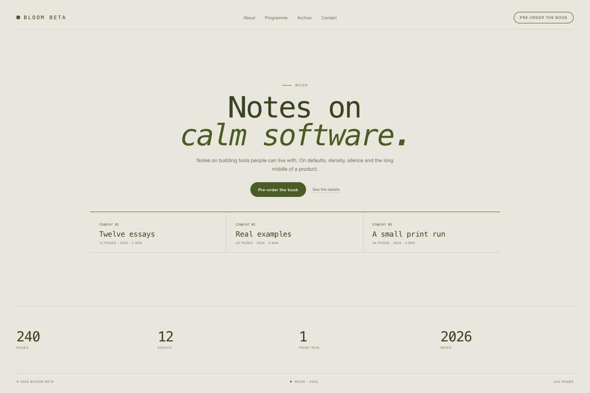 Bloom Beta — full page preview