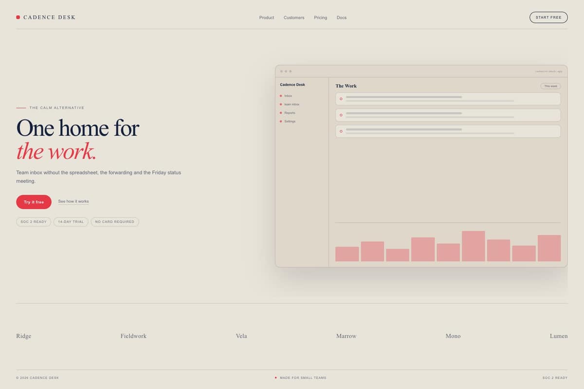 Cadence Desk — full page preview