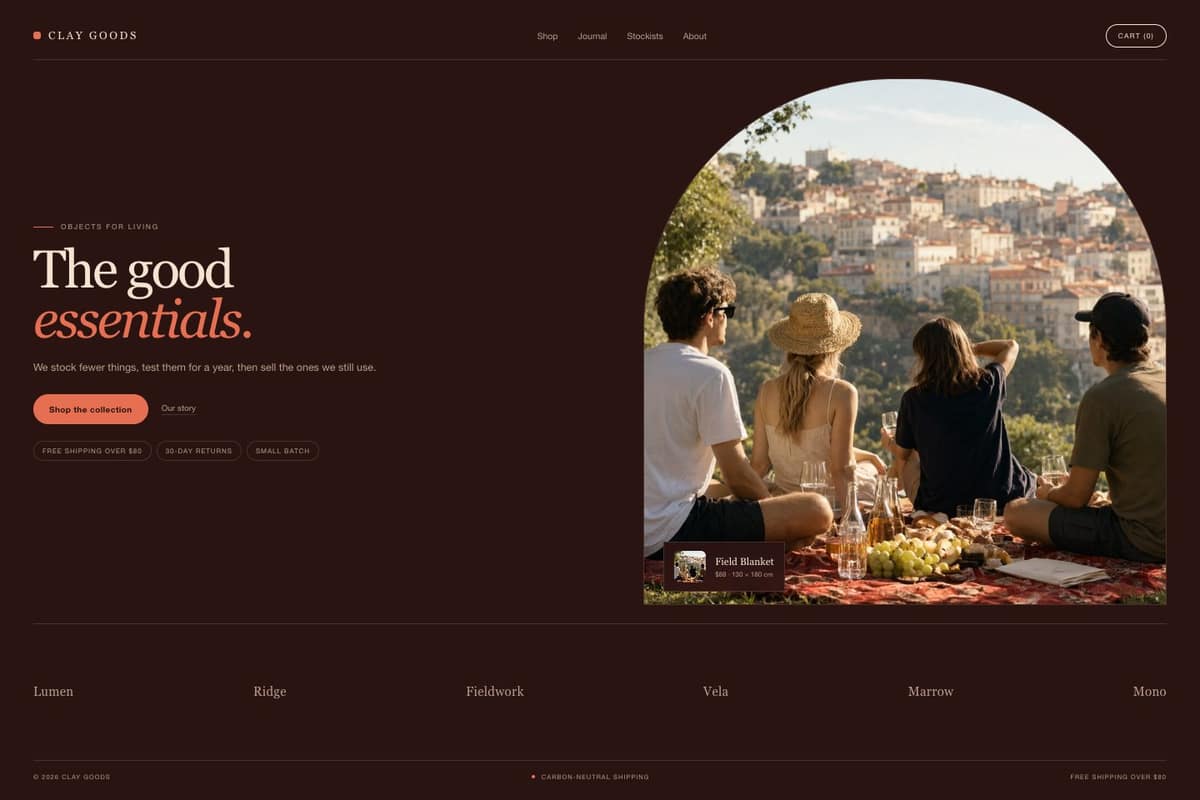 Clay Goods — full page preview