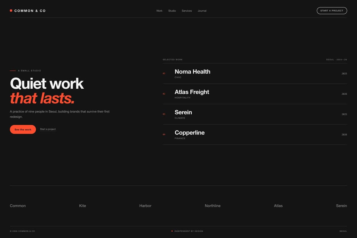 Common & Co — full page preview