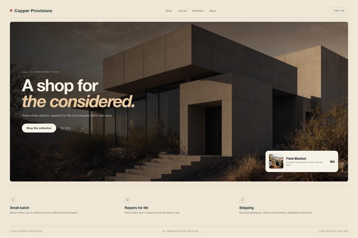Copper Provisions — full page preview