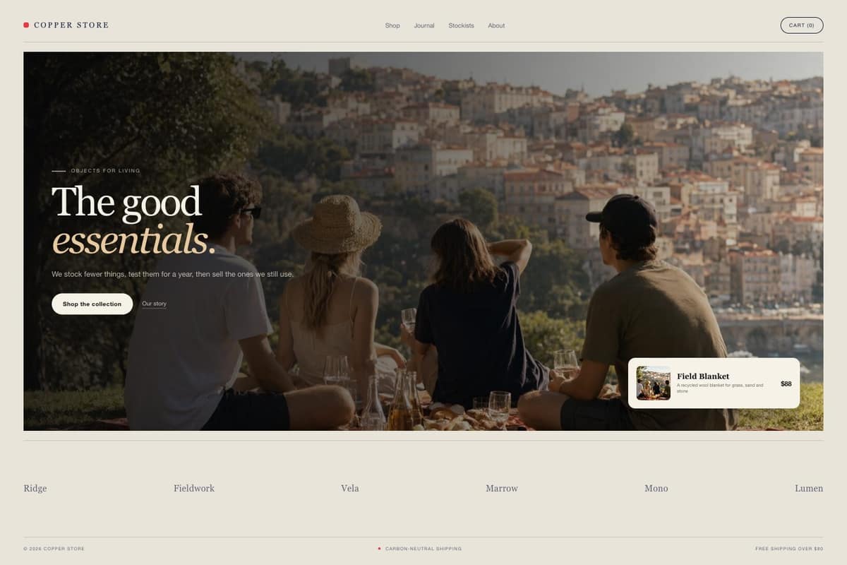 Copper Store — full page preview