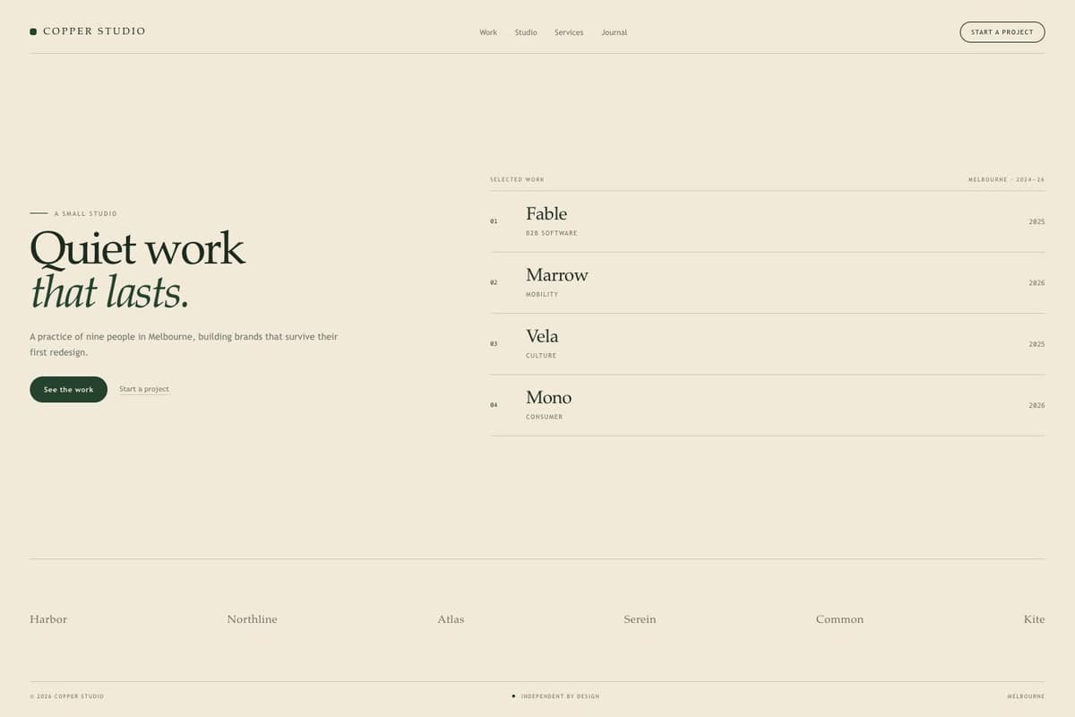 Copper Studio — full page preview