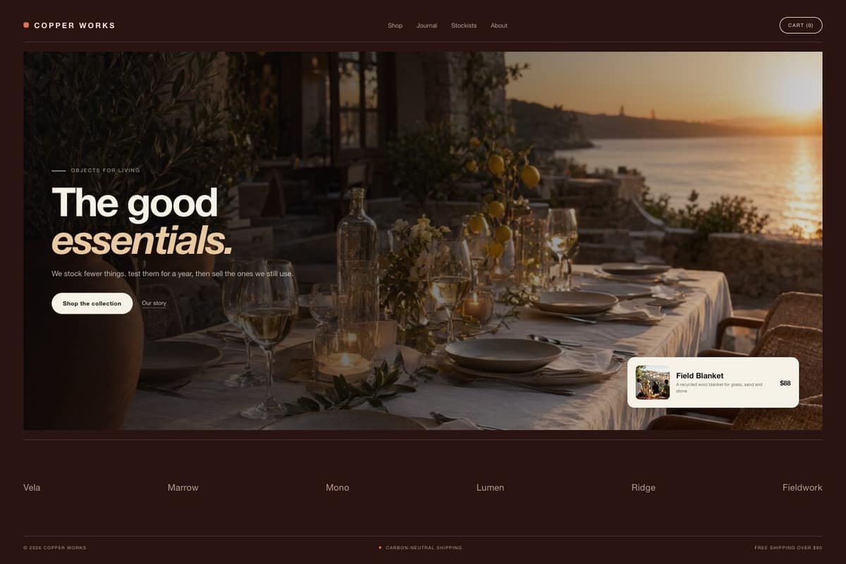 Copper Works Shop — full page preview