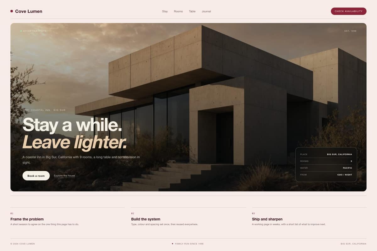 Cove Lumen — full page preview