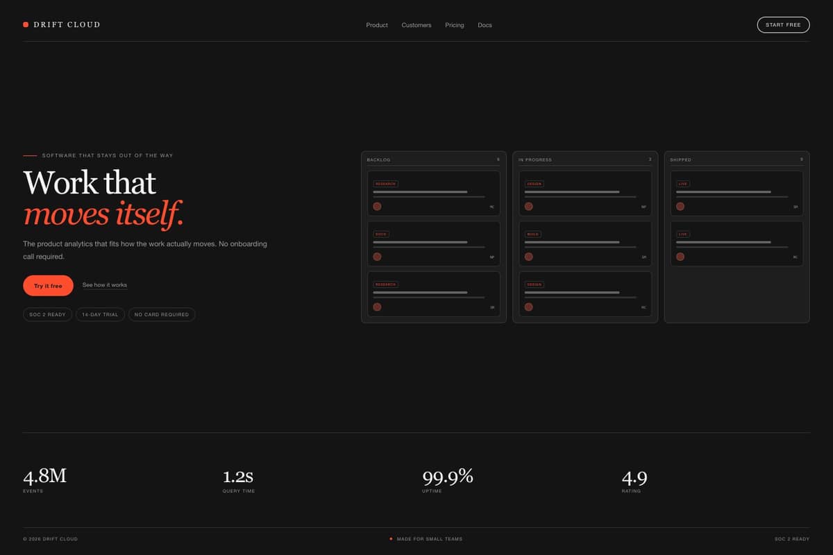 Drift Cloud — full page preview