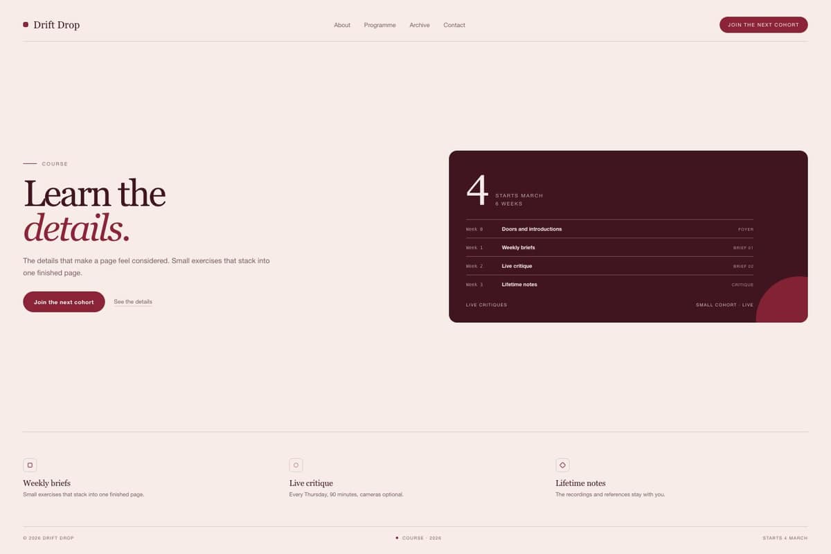Drift Drop — full page preview