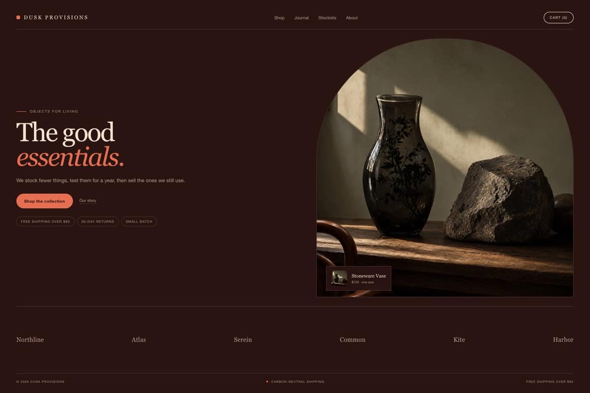 Dusk Provisions — full page preview