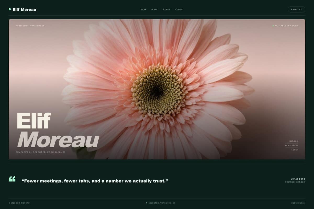 Elif Moreau — full page preview