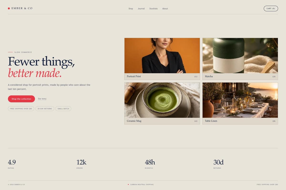 Ember & Co — full page preview