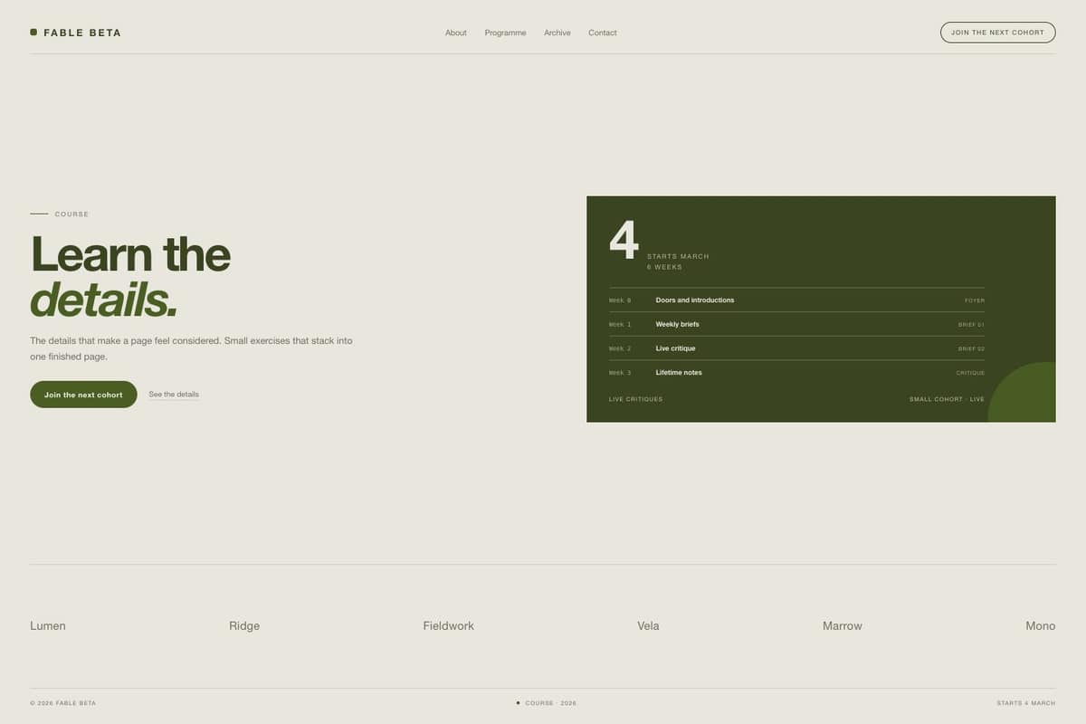 Fable Beta — full page preview
