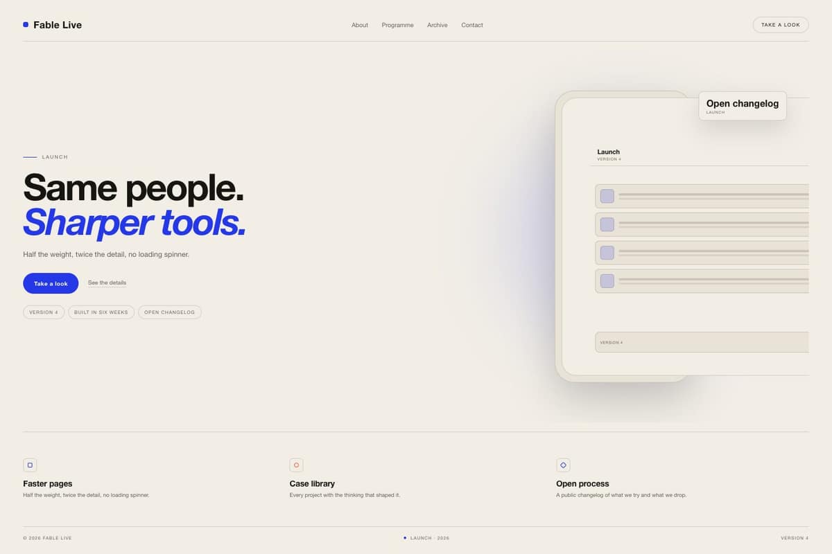 Fable Live — full page preview