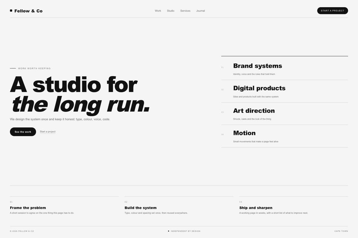 Fellow & Co — full page preview