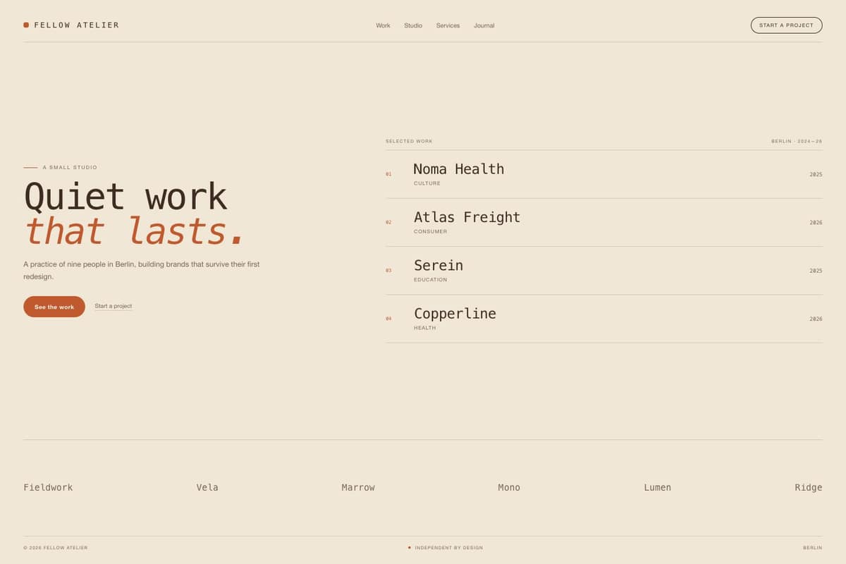Fellow Atelier — full page preview
