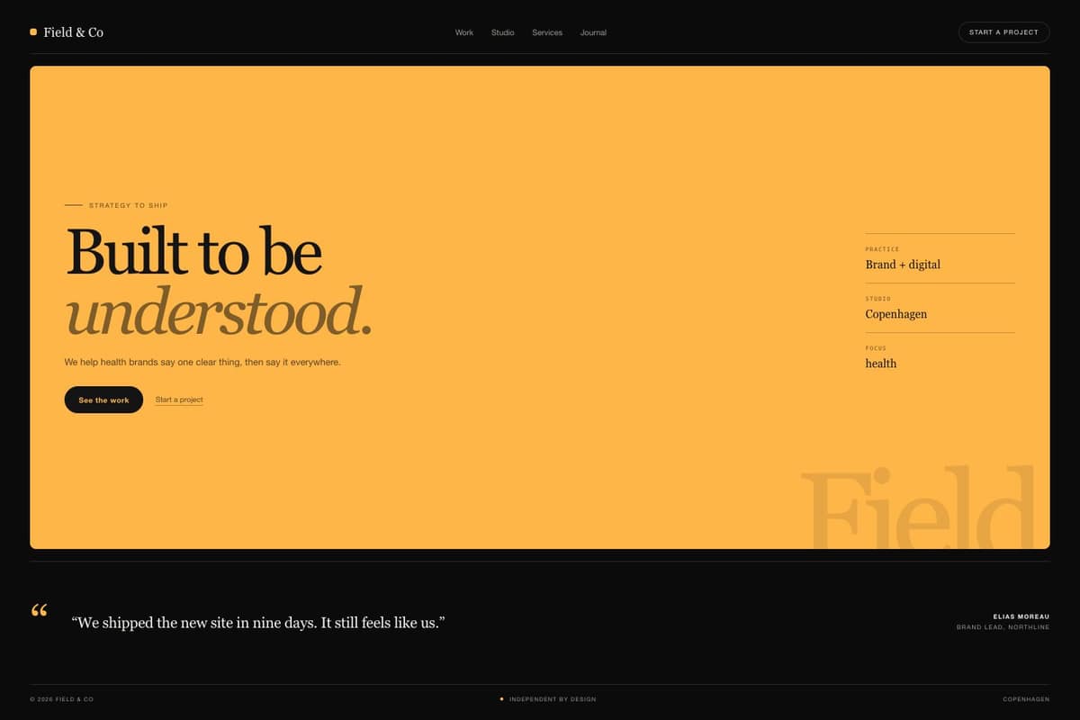 Field & Co Agency — full page preview