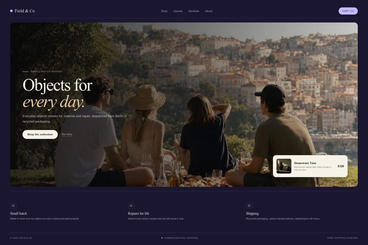Field & Co Shop — full page preview