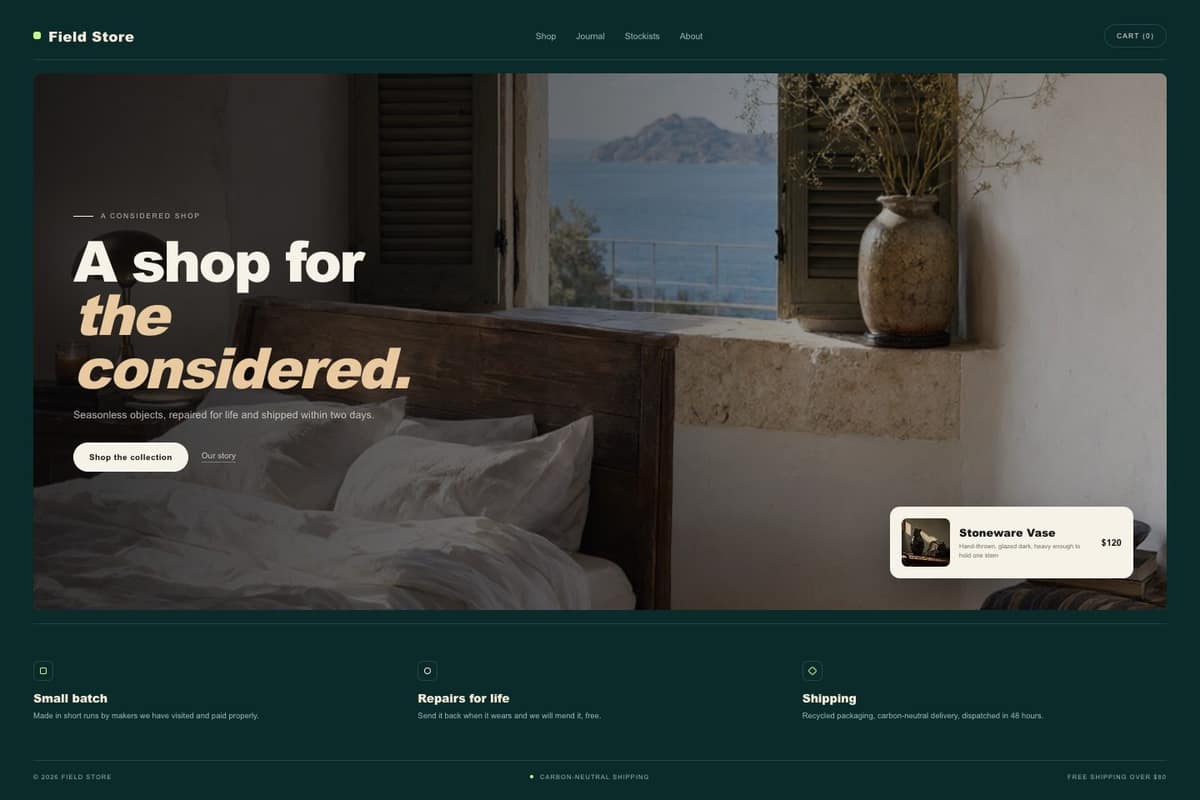 Field Store — full page preview