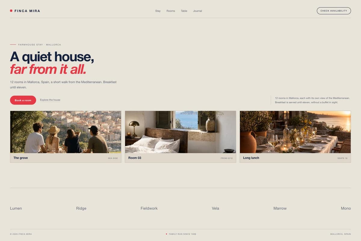 Finca Mira — full page preview