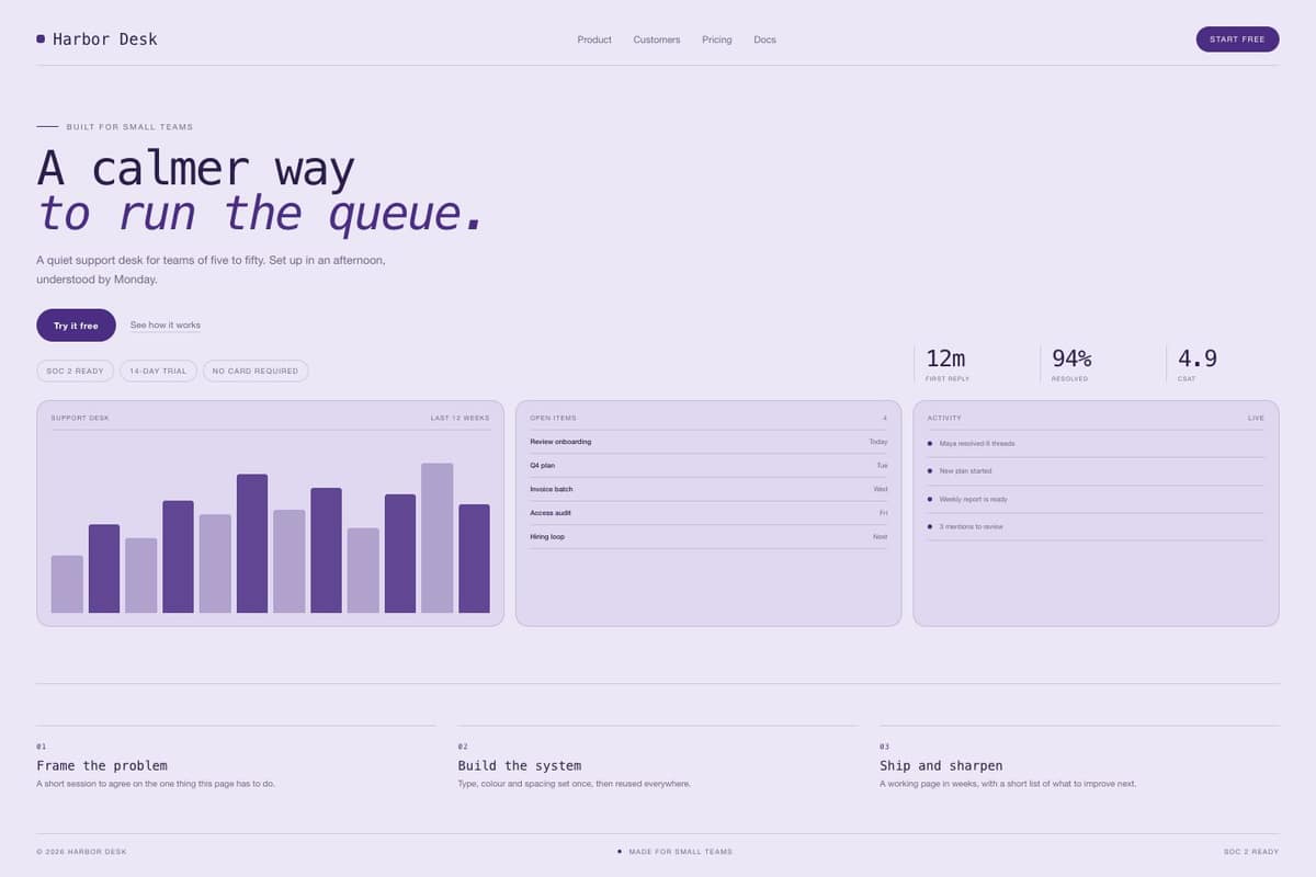 Harbor Desk — full page preview