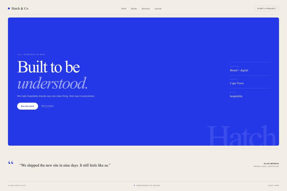 Hatch & Co — full page preview