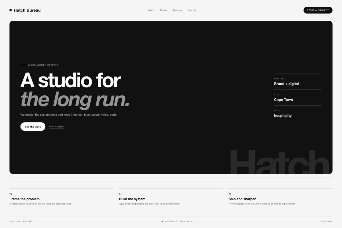 Hatch Bureau — full page preview