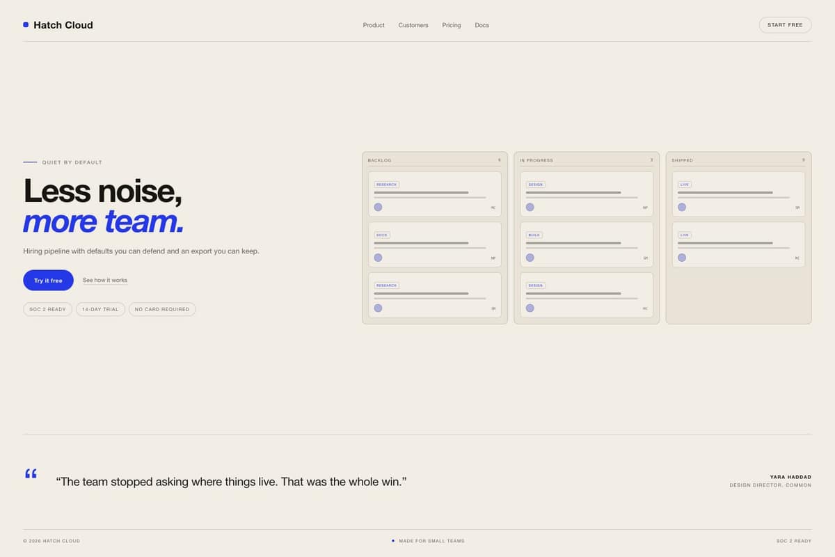 Hatch Cloud — full page preview