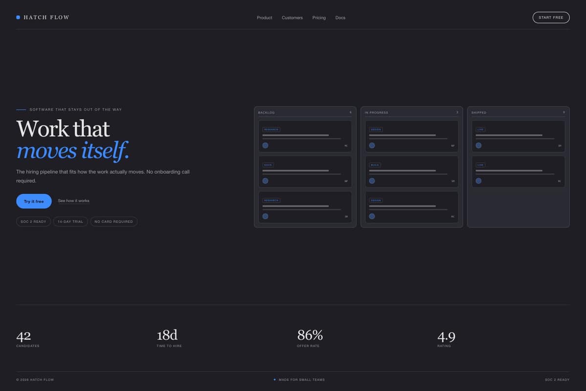Hatch Flow — full page preview